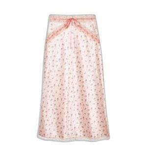 For Love & Lemons Peaches & Cream Midi Skirt | Light Pink | Floral | Small | NWT